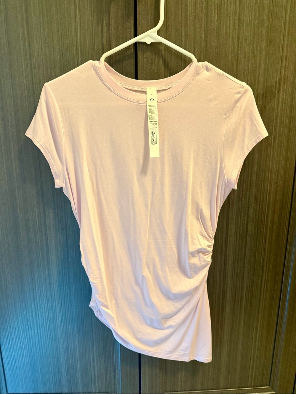 lululemon athletica Pale Pink Short Sleeve Side Ruched Tee